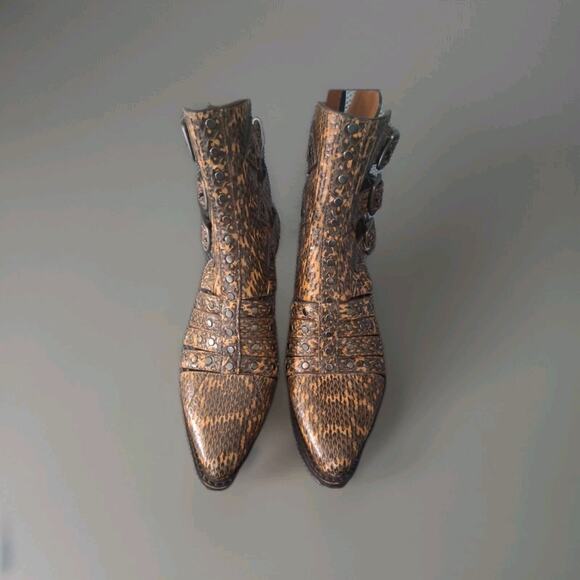 Coach Phoebe Studded Snakeskin Leather Booties Size 6.5 B LOOK!!!!!! G3990 - Picture 3 of 6